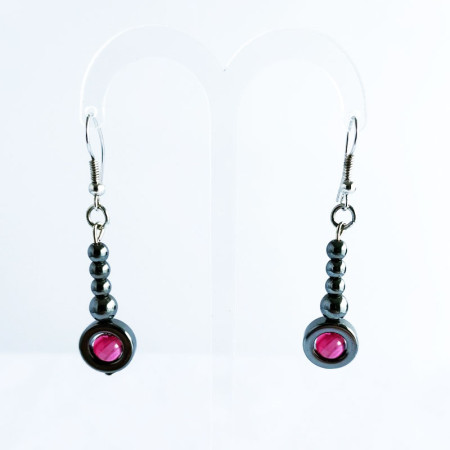 Boucles d'oreilles en hématite et agate