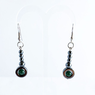 Boucles d'oreilles en hématite et agate verte