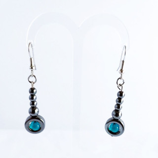 Boucles d'oreilles en hématite et agate bleue