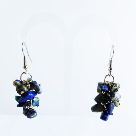 Boucles d'oreilles grappe en sodalite