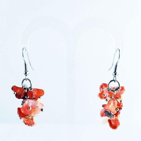 Boucles d'oreilles grappe en cornaline