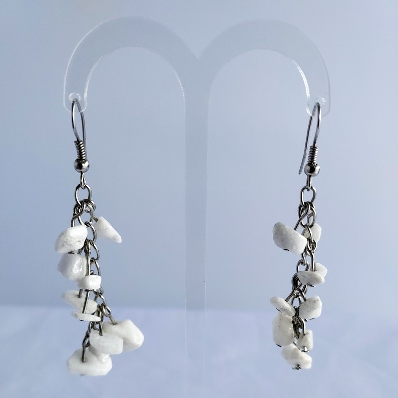 boucles d'oreilles agate blanche