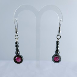 Boucles d'oreilles en hématite et agate