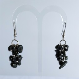 Boucles d'oreilles grappe en onyx noir