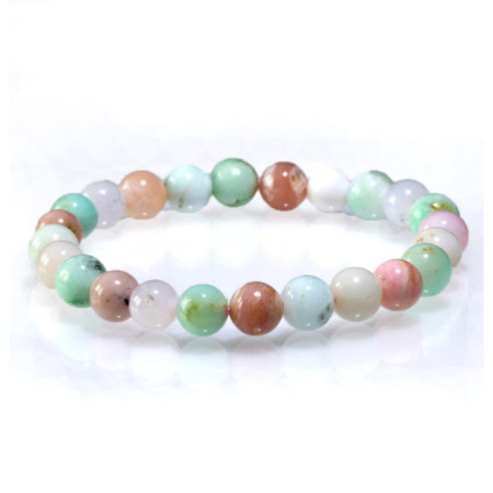 Bracelet chrysoprase et opale rose