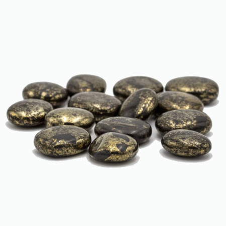 Galet plat Pyrite polie